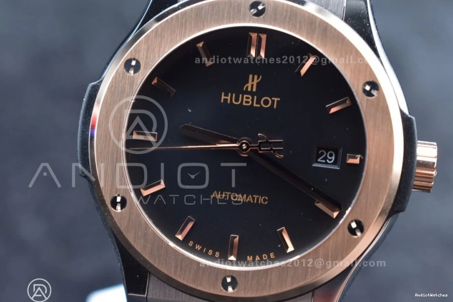 Dial HBF Black 45mm A Black Edition 588 Fusion RG Strap 1:1 on Bold Gummy Best 0414